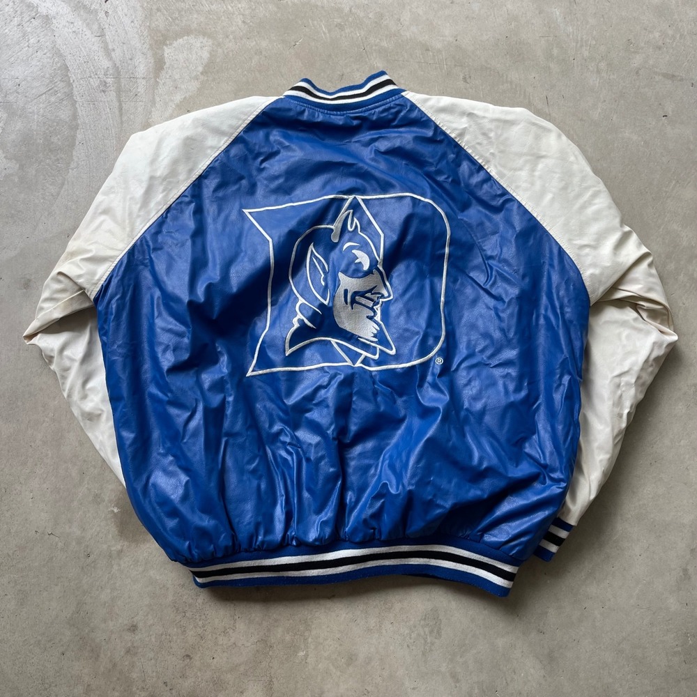 Vintage Steve & Barrys Duke University Varsity Jacket Blue White XXL Wool Blend
